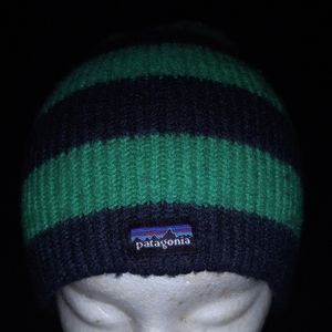 Blue striped Patagonia beanie